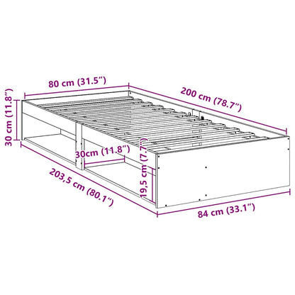 Slaapbank zonder matras 80x200 cm massief grenenhout