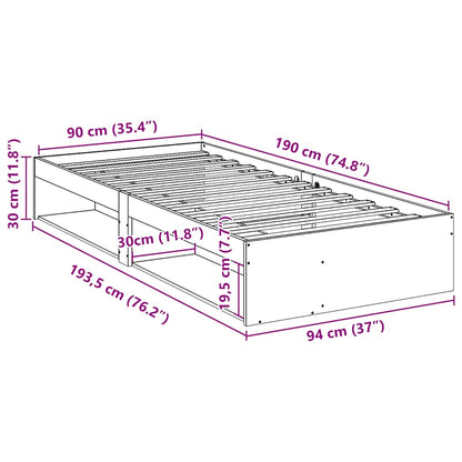 Slaapbank zonder matras 90x190 cm massief grenenhout