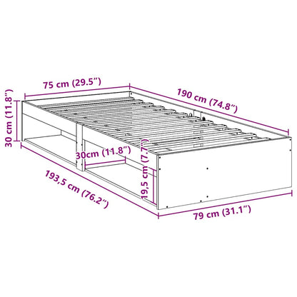 Slaapbank zonder matras 75x190 cm massief grenenhout