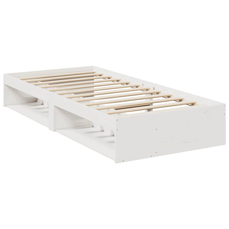 Slaapbank zonder matras 75x190 cm massief grenenhout wit