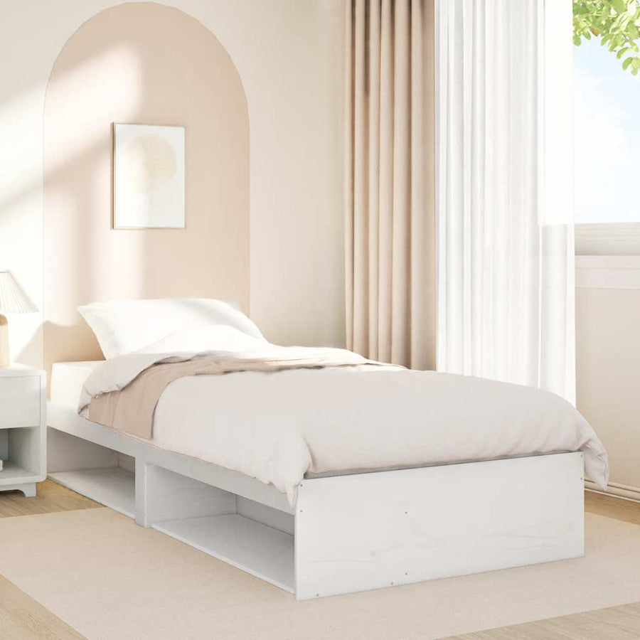 Slaapbank zonder matras 75x190 cm massief grenenhout wit