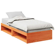 Bedbank 75x190 cm massief grenenhout wasbruin