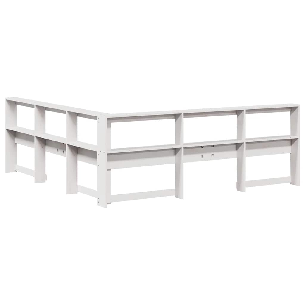 Boekenkast Hoofdeinde L-vormig 200 cm massief grenenhout wit