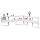 Bookcase Headboard L-shaped 200 cm Solid Pine Wood White