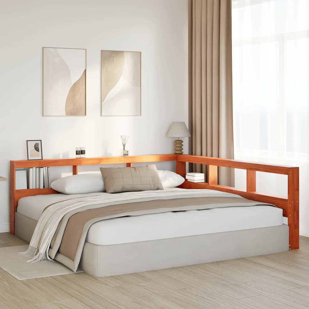 Boekenkast Hoofdeinde L-vormig 200 cm grenenhout wasbruin