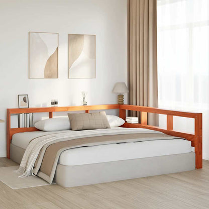 Boekenkast Hoofdeinde L-vormig 200 cm grenenhout wasbruin