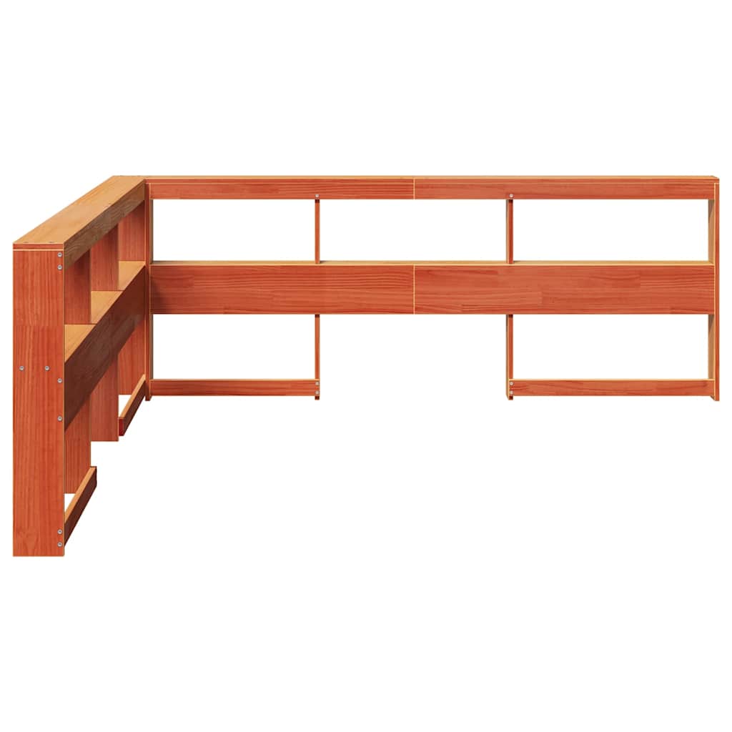 Boekenkast Hoofdeinde L-vormig 200 cm grenenhout wasbruin