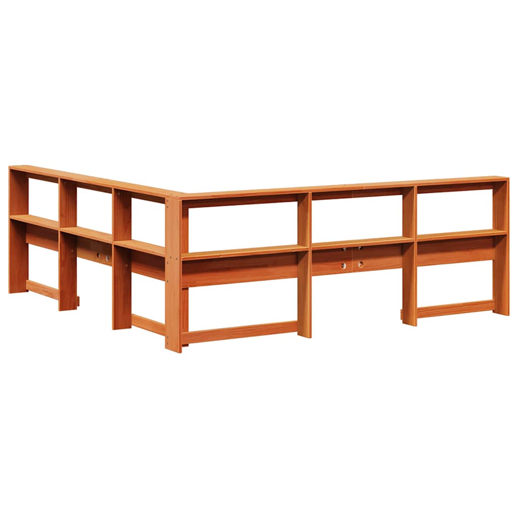 Boekenkast Hoofdeinde L-vormig 200 cm grenenhout wasbruin