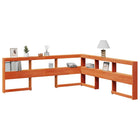 Bookcase Headboard L-shaped 200 cm pine wood washed brown
