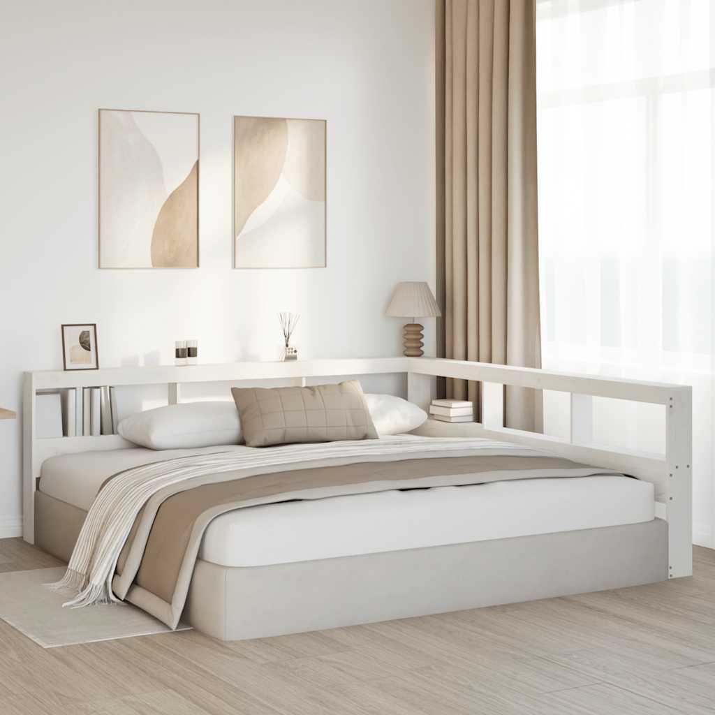 Boekenkast Hoofdeinde L-vormig 180 cm massief grenenhout wit