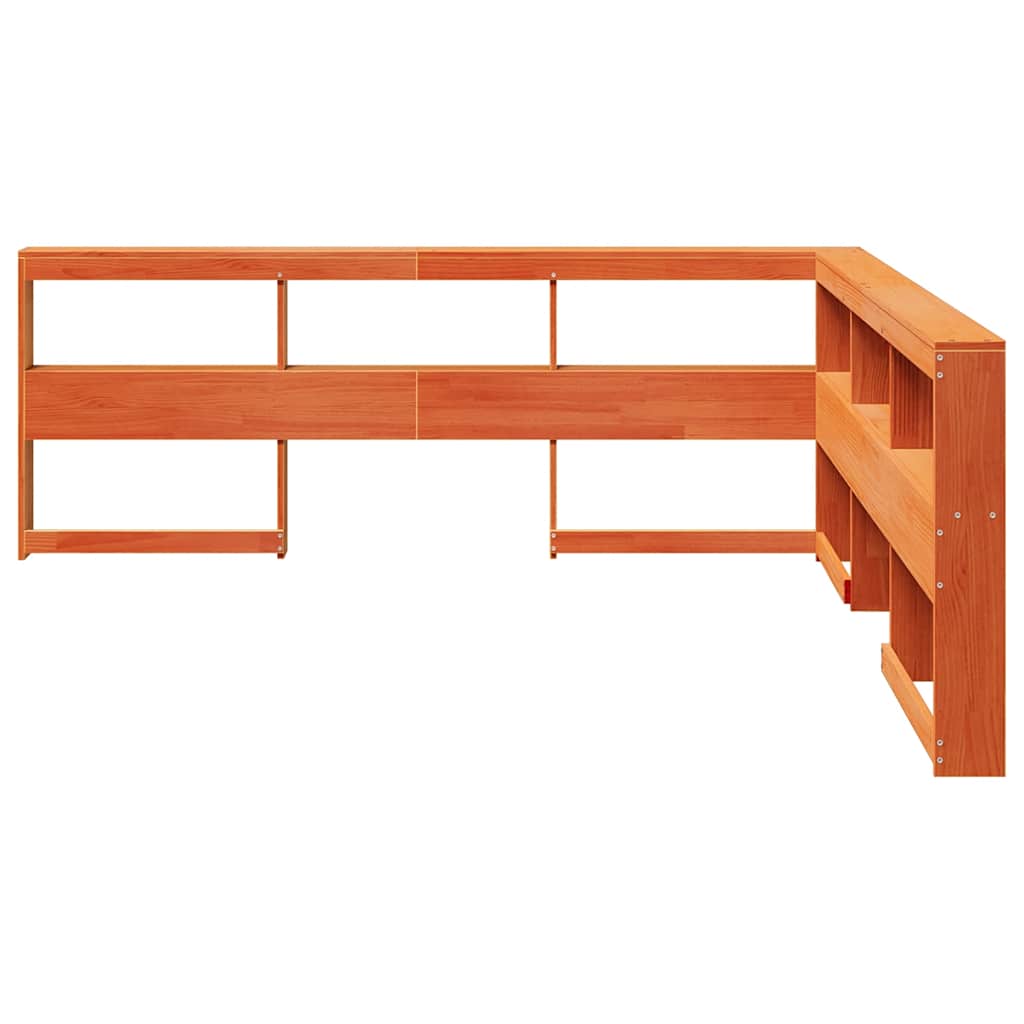 Boekenkast Hoofdeinde L-vormig 180 cm grenenhout wasbruin