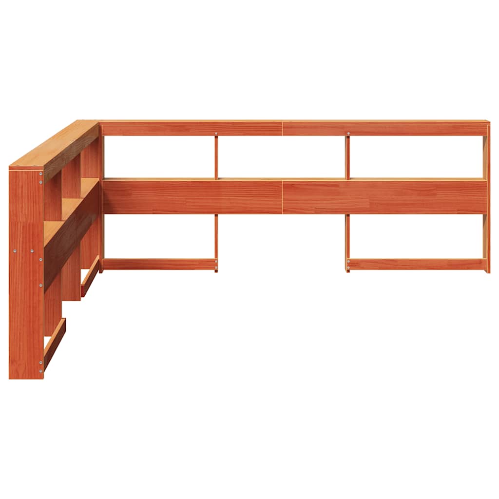 Boekenkast Hoofdeinde L-vormig 180 cm grenenhout wasbruin