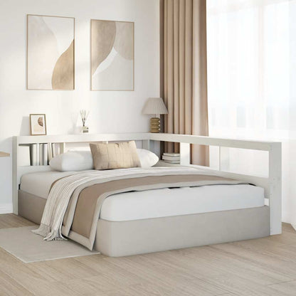 Boekenkast Hoofdeinde L-vormig 160 cm massief grenenhout wit