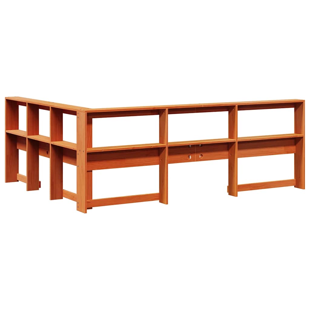 Boekenkast Hoofdeinde L-vormig 160 cm grenenhout wasbruin