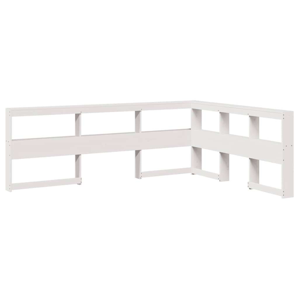 Boekenkast Hoofdeinde L-vormig 150 cm massief grenenhout wit