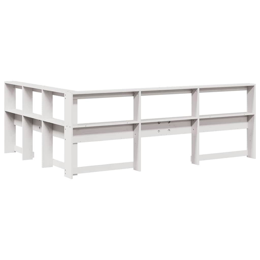 Boekenkast Hoofdeinde L-vormig 150 cm massief grenenhout wit