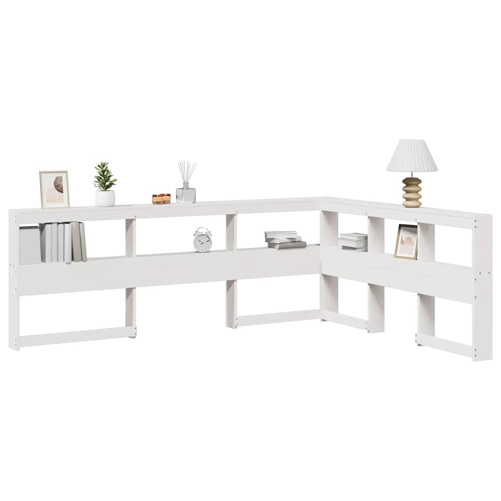 Boekenkast Hoofdeinde L-vormig 150 cm massief grenenhout wit