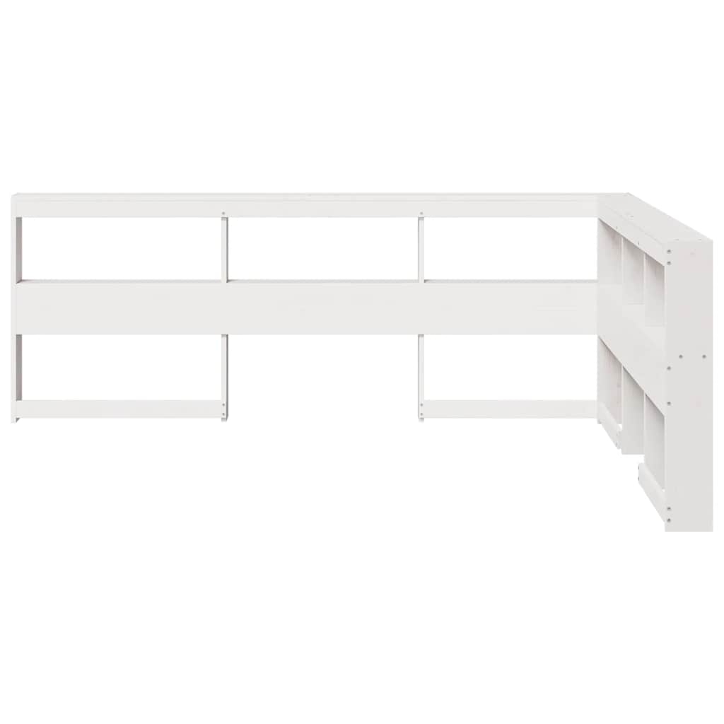 Boekenkast Hoofdeinde L-Vormig 140 Cm Massief Grenenhout 158.5 x 218.5 x 80 cm Wit