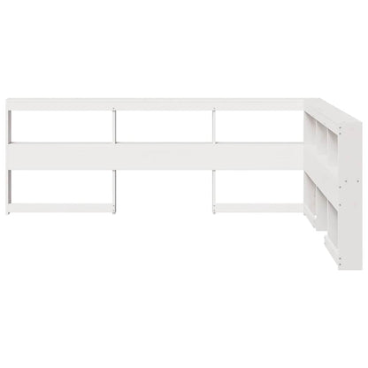 Boekenkast Hoofdeinde L-Vormig 140 Cm Massief Grenenhout 158.5 x 218.5 x 80 cm Wit