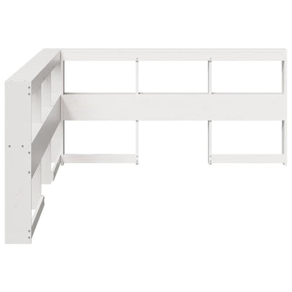 Boekenkast Hoofdeinde L-Vormig 140 Cm Massief Grenenhout 158.5 x 218.5 x 80 cm Wit