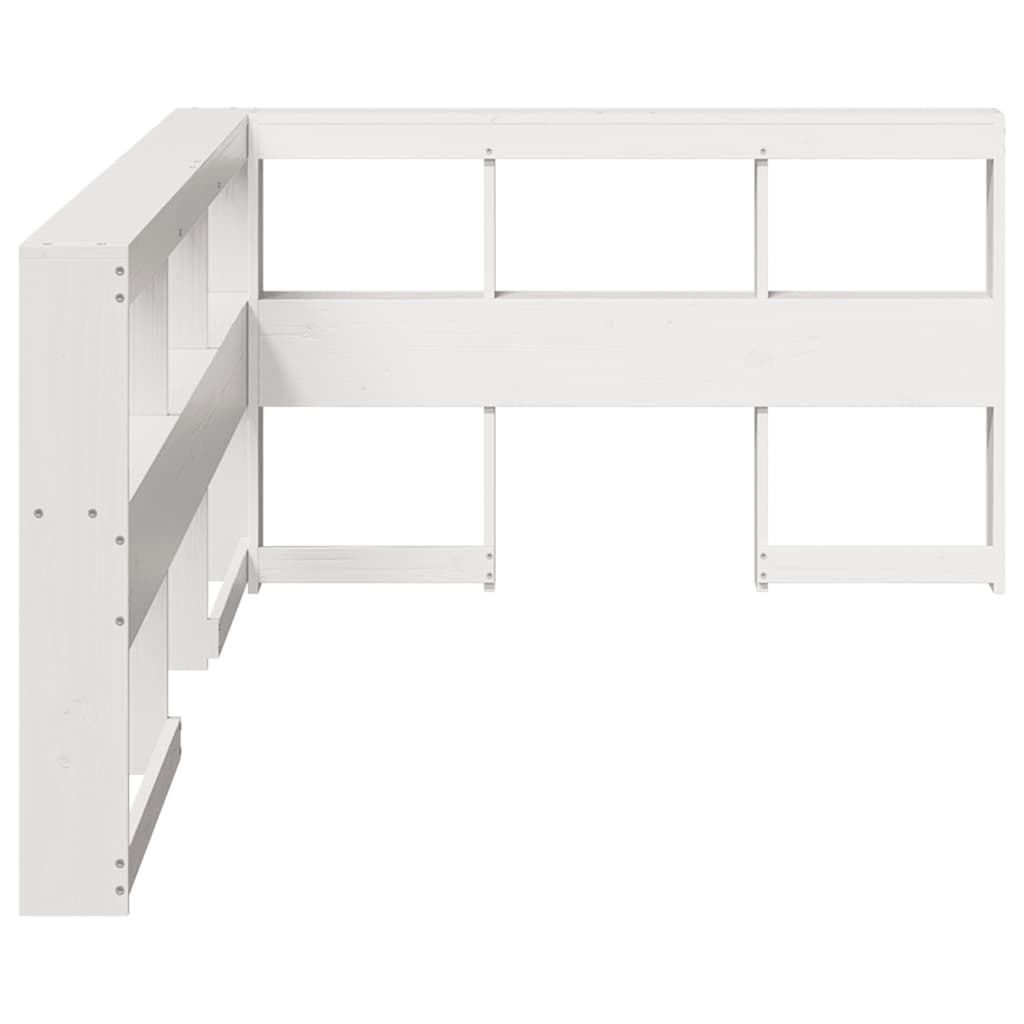 Boekenkast Hoofdeinde L-Vormig 120 Cm Massief Grenenhout 138.5 x 218.5 x 80 cm Wit