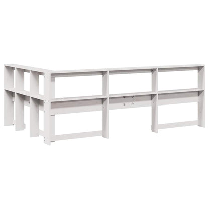 Boekenkast Hoofdeinde L-Vormig 120 Cm Massief Grenenhout 138.5 x 218.5 x 80 cm Wit