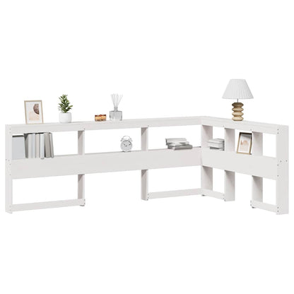 Boekenkast Hoofdeinde L-Vormig 120 Cm Massief Grenenhout 138.5 x 218.5 x 80 cm Wit