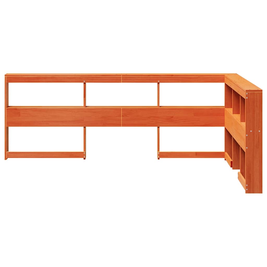 Boekenkast Hoofdeinde L-Vormig 120 Cm Grenenhout 138.5 x 218.5 x 80 cm Wasbruin