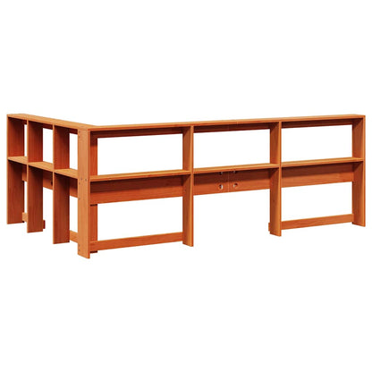Boekenkast Hoofdeinde L-Vormig 120 Cm Grenenhout 138.5 x 218.5 x 80 cm Wasbruin