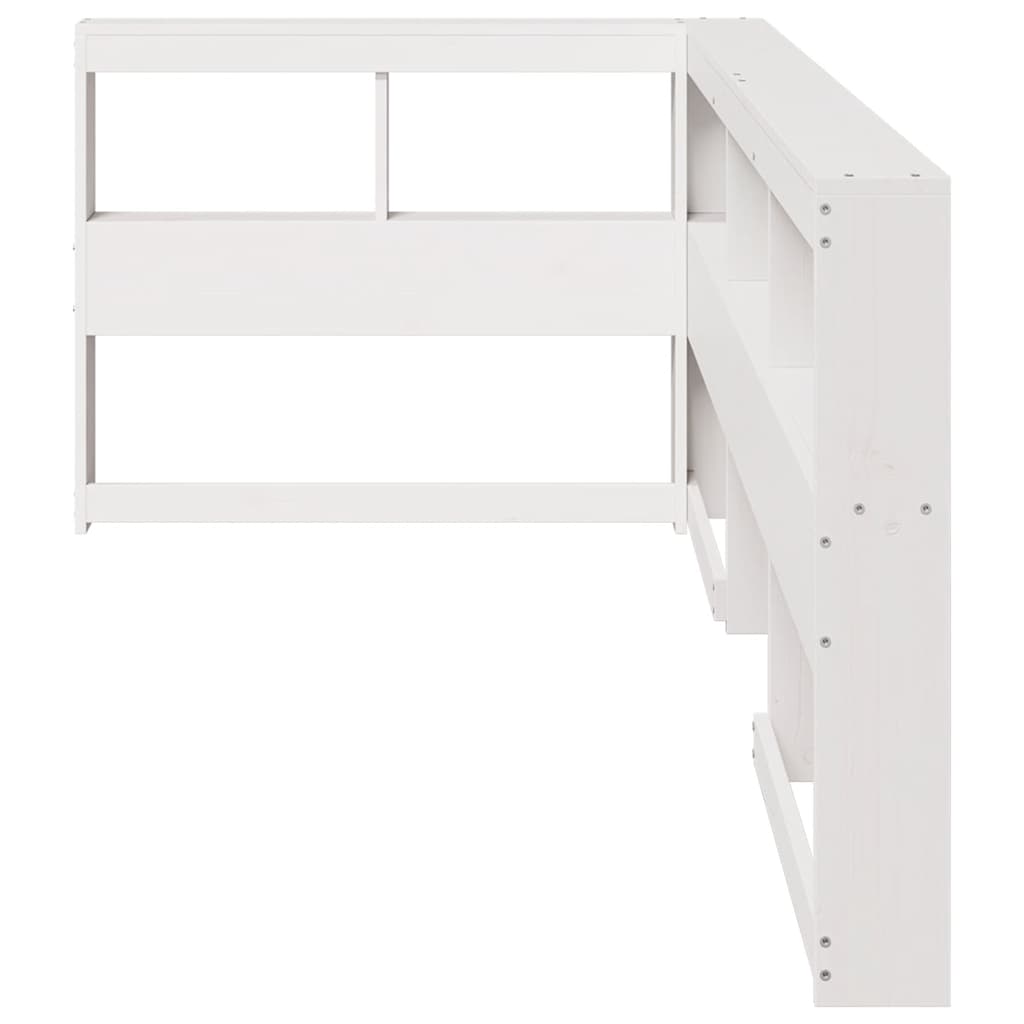 Boekenkast Hoofdeinde L-Vormig 100 Cm Massief Grenenhout 118.5 x 218.5 x 80 cm Wit