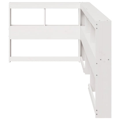Boekenkast Hoofdeinde L-Vormig 100 Cm Massief Grenenhout 118.5 x 218.5 x 80 cm Wit