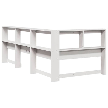 Boekenkast Hoofdeinde L-Vormig 100 Cm Massief Grenenhout 118.5 x 218.5 x 80 cm Wit