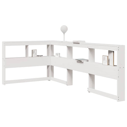 Boekenkast Hoofdeinde L-Vormig 100 Cm Massief Grenenhout 118.5 x 218.5 x 80 cm Wit
