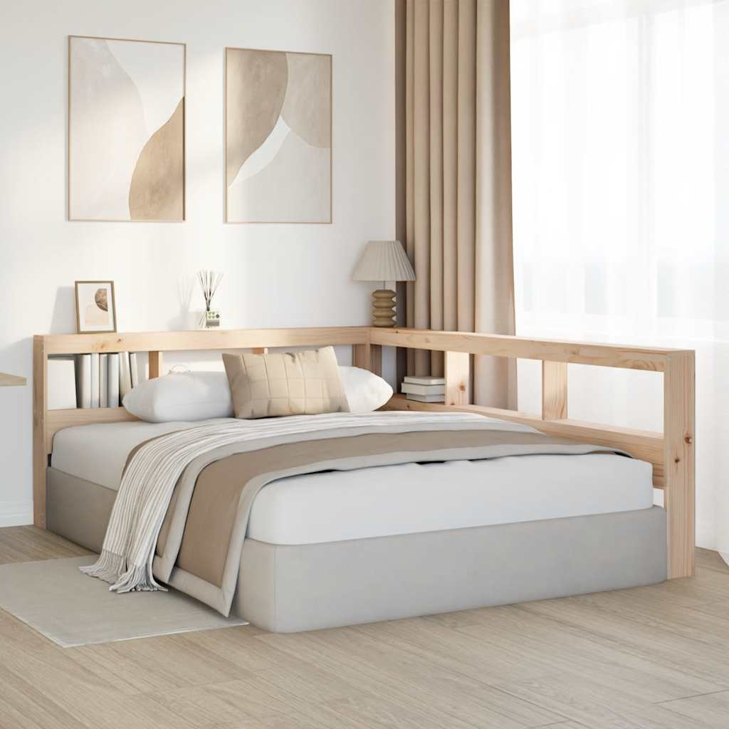 Boekenkast Hoofdeinde L-vormig 135 cm massief grenenhout