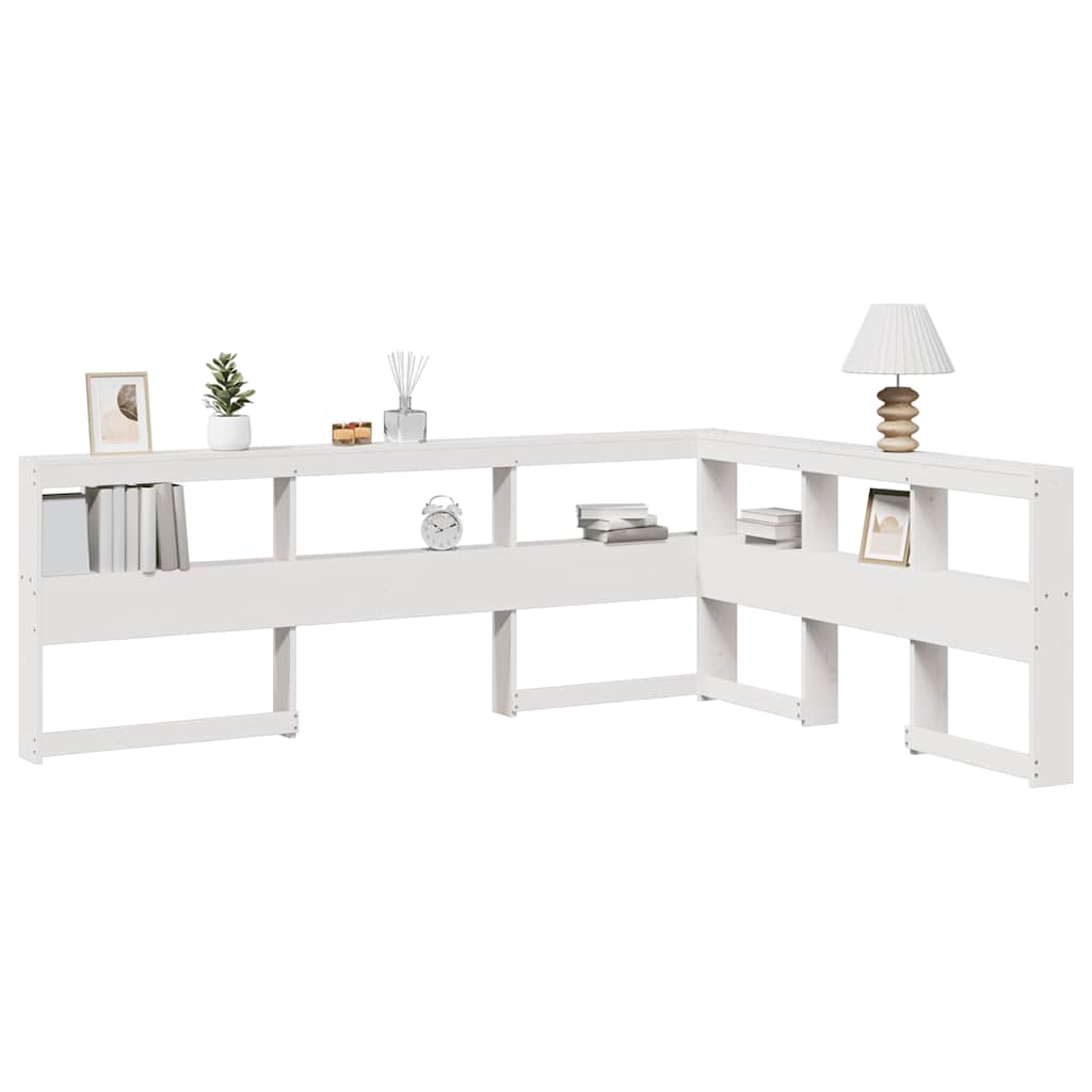 Boekenkast Hoofdeinde L-vormig 135 cm massief grenenhout wit
