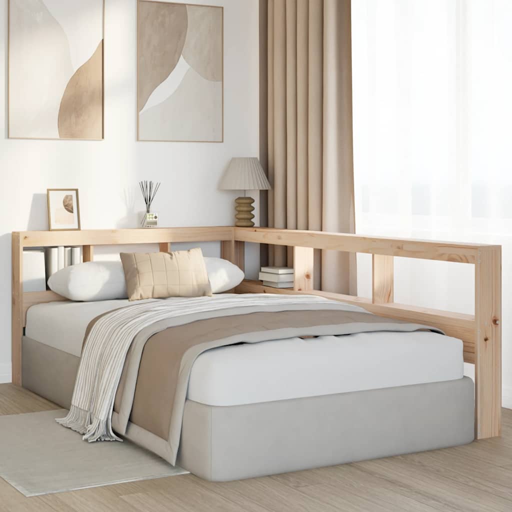 Boekenkast Hoofdeinde L-Vormig 120 Cm Massief Grenenhout 138.5 x 208.5 x 80 cm Naturel