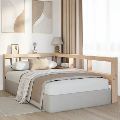 Boekenkast Hoofdeinde L-Vormig 120 Cm Massief Grenenhout 138.5 x 208.5 x 80 cm Naturel