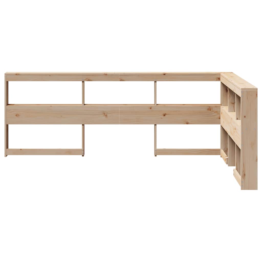 Boekenkast Hoofdeinde L-Vormig 120 Cm Massief Grenenhout 138.5 x 208.5 x 80 cm Naturel