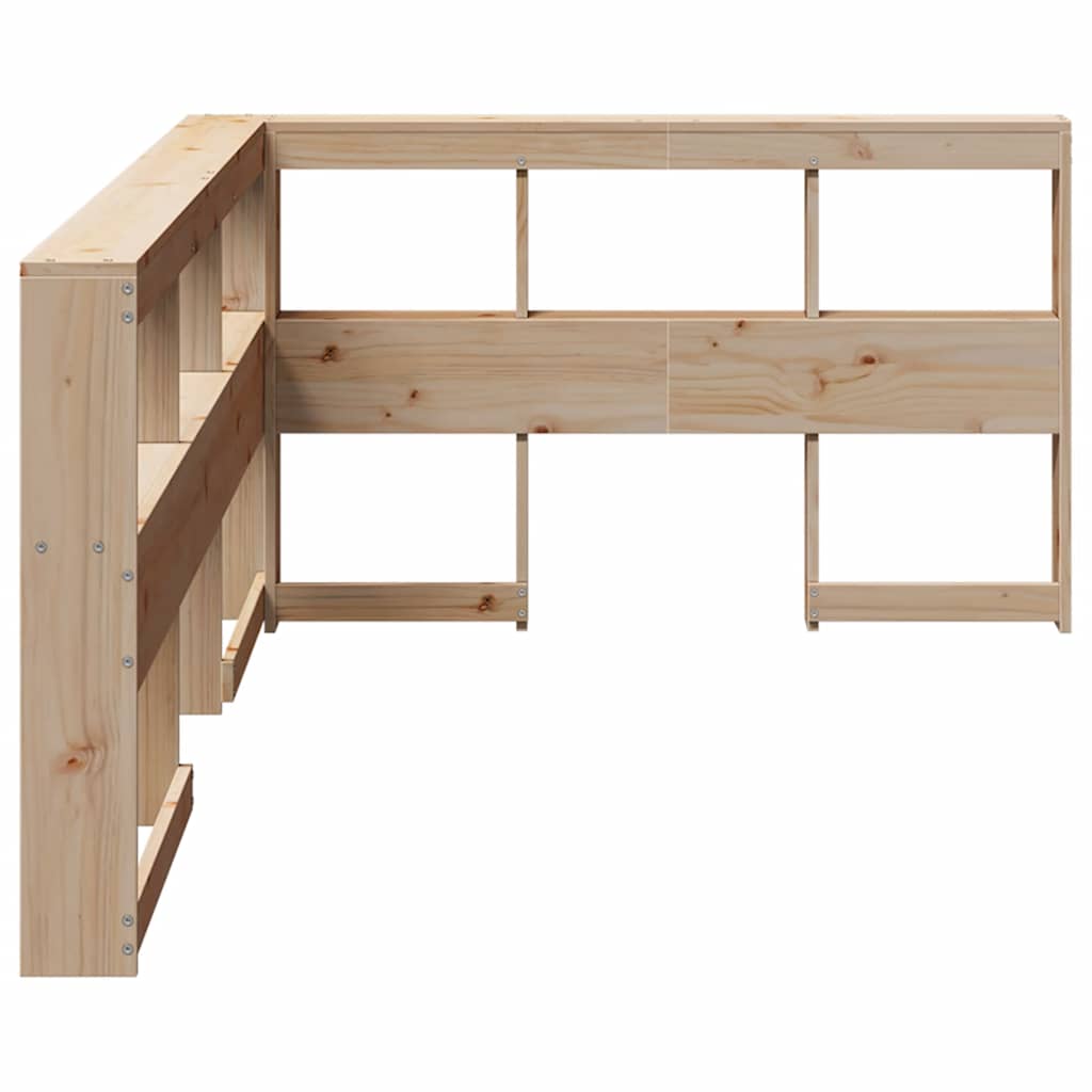 Boekenkast Hoofdeinde L-Vormig 120 Cm Massief Grenenhout 138.5 x 208.5 x 80 cm Naturel