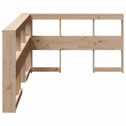 Boekenkast Hoofdeinde L-Vormig 120 Cm Massief Grenenhout 138.5 x 208.5 x 80 cm Naturel
