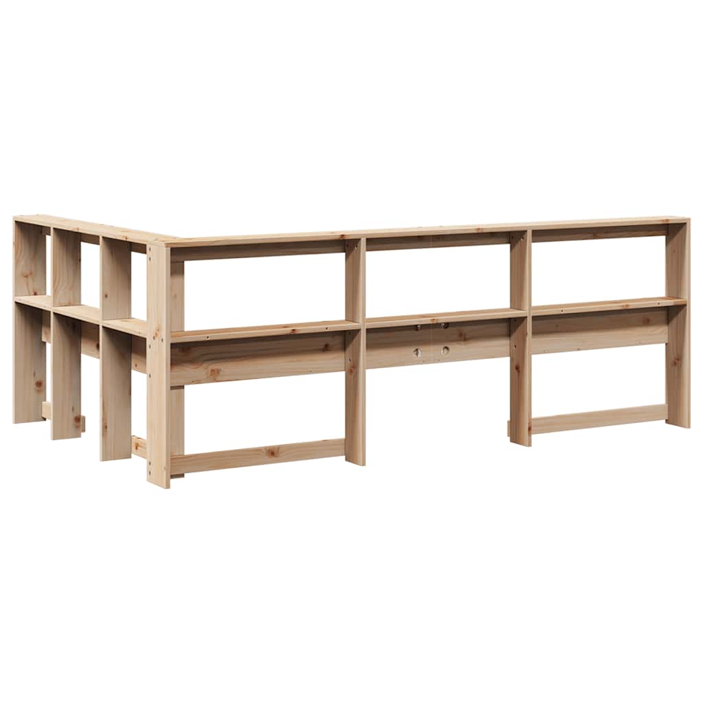 Boekenkast Hoofdeinde L-Vormig 120 Cm Massief Grenenhout 138.5 x 208.5 x 80 cm Naturel