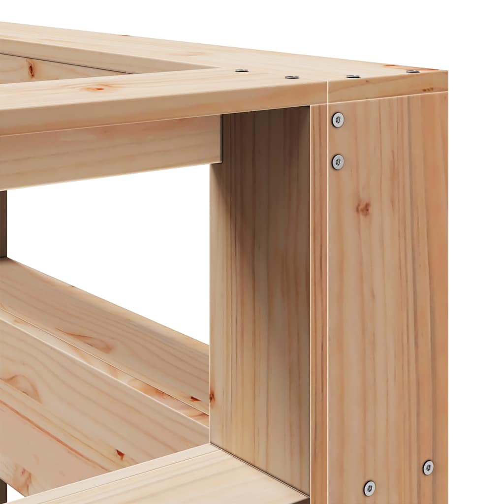 Boekenkast Hoofdeinde L-Vormig 120 Cm Massief Grenenhout 138.5 x 208.5 x 80 cm Naturel