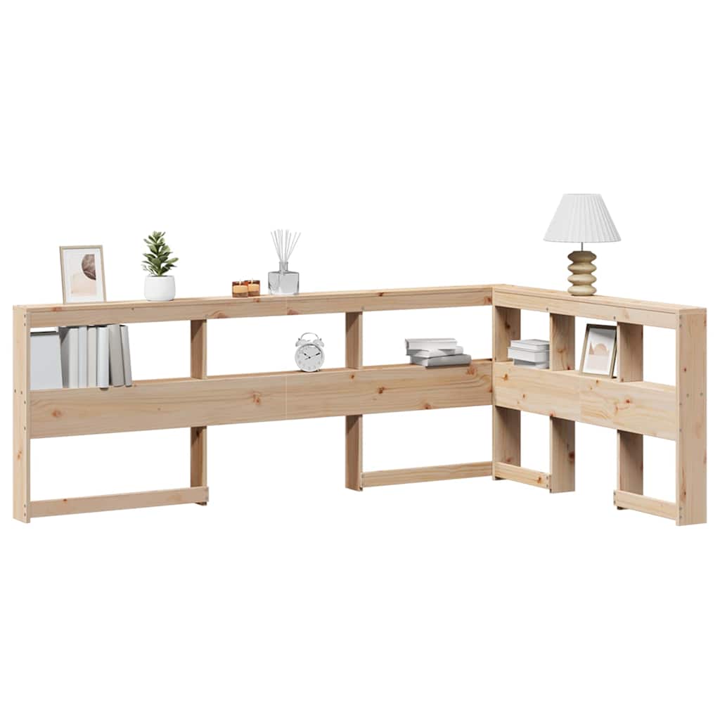 Boekenkast Hoofdeinde L-Vormig 120 Cm Massief Grenenhout 138.5 x 208.5 x 80 cm Naturel