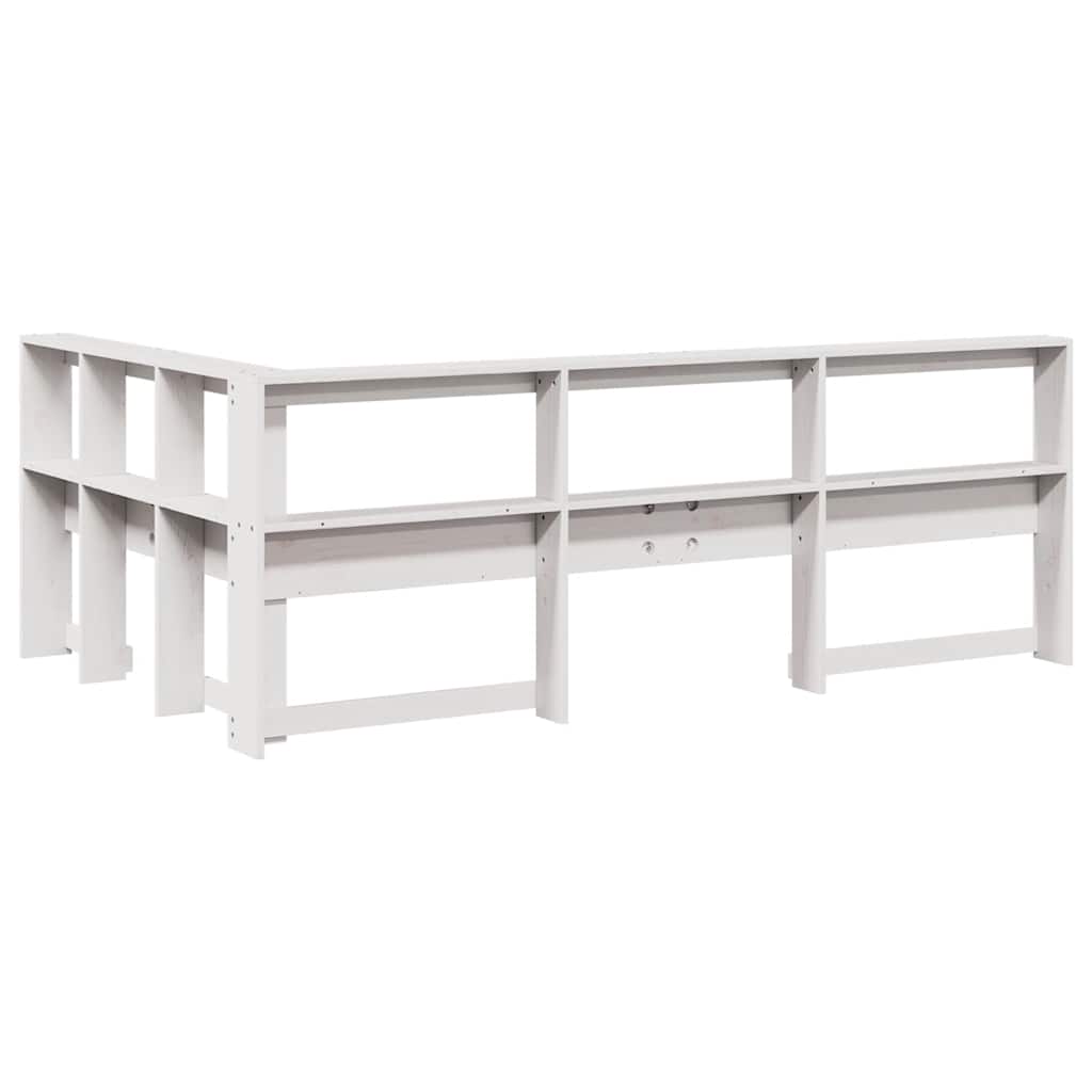 Boekenkast Hoofdeinde L-vormig 120 cm massief grenenhout wit