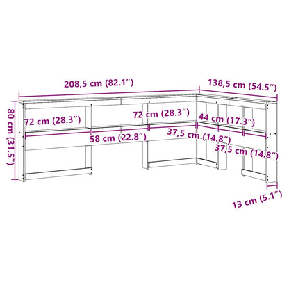 Boekenkast Hoofdeinde L-vormig 120 cm grenenhout wasbruin