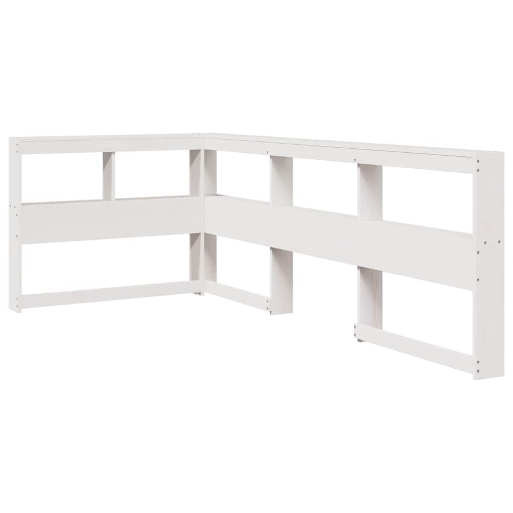 Boekenkast Hoofdeinde L-Vormig 90 Cm Massief Grenenhout 108.5 x 208.5 x 80 cm Wit