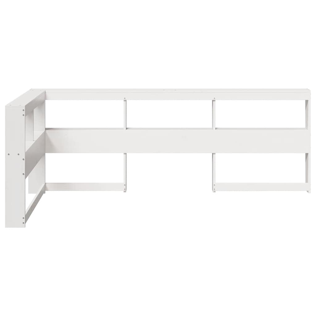 Boekenkast Hoofdeinde L-Vormig 90 Cm Massief Grenenhout 108.5 x 208.5 x 80 cm Wit