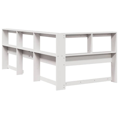 Boekenkast Hoofdeinde L-Vormig 90 Cm Massief Grenenhout 108.5 x 208.5 x 80 cm Wit