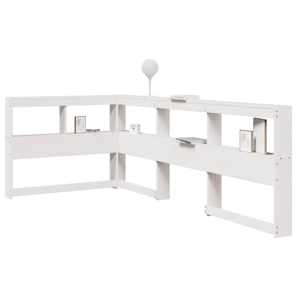 Boekenkast Hoofdeinde L-Vormig 90 Cm Massief Grenenhout 108.5 x 208.5 x 80 cm Wit