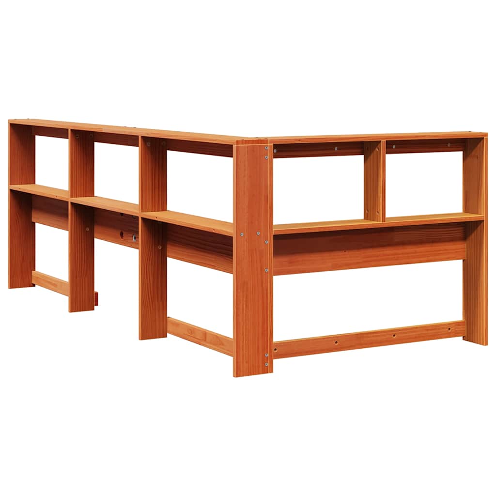 Boekenkast Hoofdeinde L-vormig 90 cm grenenhout wasbruin